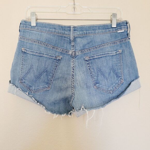 Mother Rascal Slit Flip Jean Shorts Womens 28 Blue High Rise One Smart Cookie - Picture 10 of 10